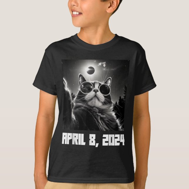 Camiseta Gato gracioso en selfie de eclipse solar total (Anverso)