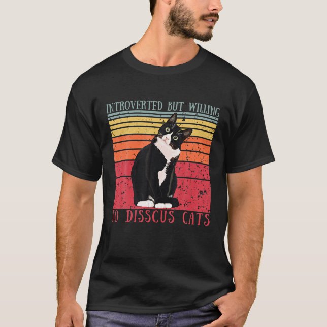 Camiseta Gato Gracioso Introvertido Pero Dispuesto A Discut (Anverso)