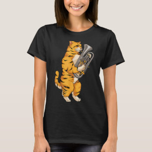 Camiseta Gato gracioso jugando eufonio Guay amor música ani