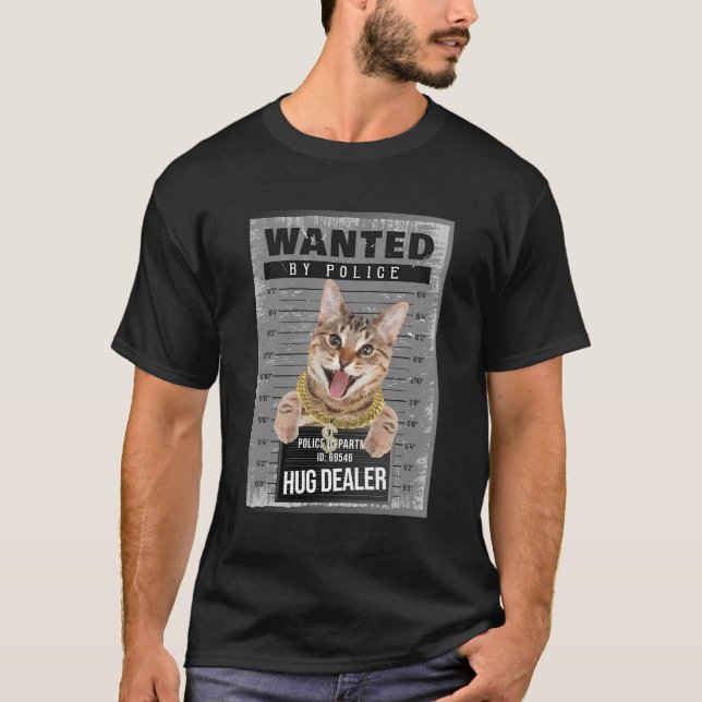 Camiseta Gato gracioso Mugshot quería abrazar a los comerci (Anverso)