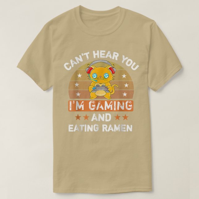 Camiseta Gato gracioso no te puede oír que estoy jugando y  (Diseño del anverso)