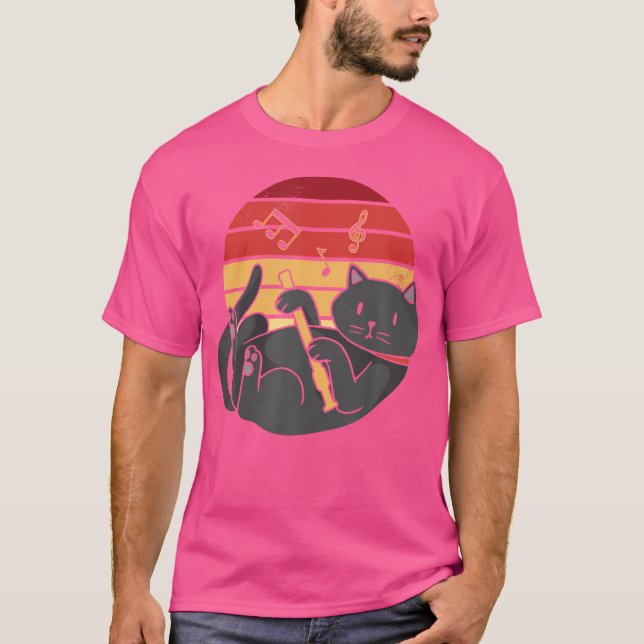 Camiseta Gato gracioso que fluye - flauta (Anverso)