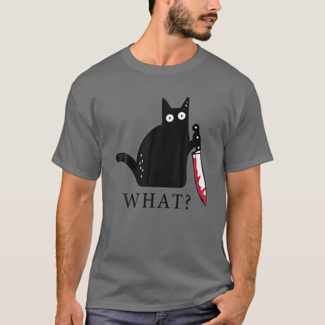 Camiseta ¿Gato gracioso qué? Gato Negro Asesino Con Gif De  (Anverso)