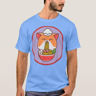 Camiseta Gato gracioso Ramen Kawaii Neko Noodles Japoneses3