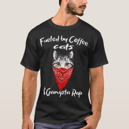 Camiseta Gato gracioso relleno de cafés y rap gangsta