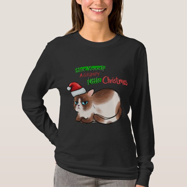 Camiseta Gato gracioso se tiene un Navidad gruñón (Anverso)