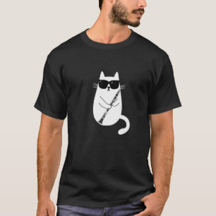 Camiseta Gato gracioso usando gafas de sol jugando Clarinet