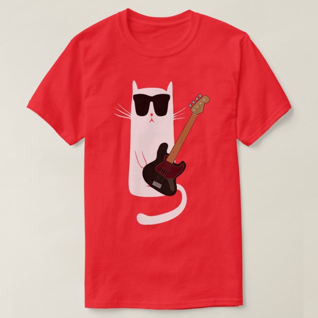 Camiseta Gato gracioso usando gafas de sol tocando guitarra (Diseño del anverso)