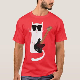 Camiseta Gato gracioso usando gafas de sol tocando guitarra