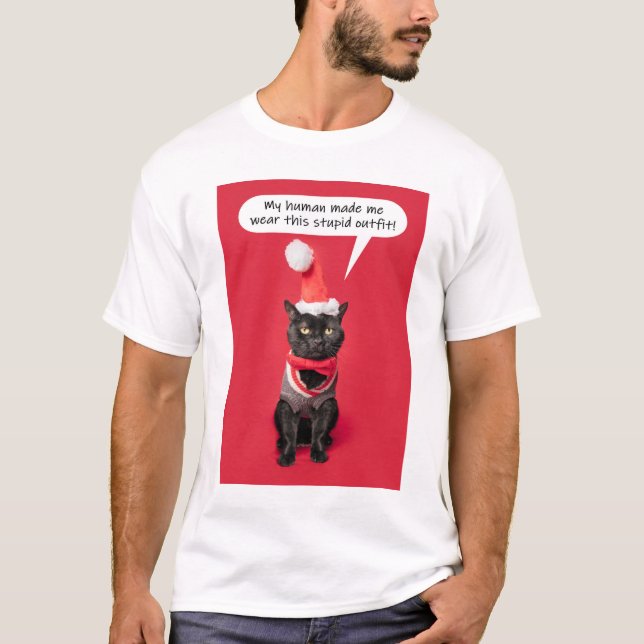 Camiseta Gato gracioso vestido con ropa de Navidades (Anverso)