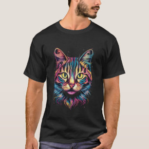 Camiseta Gato Gráfico de Arcoíris Colorido - Gato Galaxia -