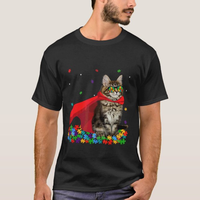 Camiseta Gato gráfico de Guay American Curl Autism Awarenes (Anverso)