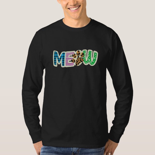 Camiseta Gato  Gráfico Parche Meow (Anverso)