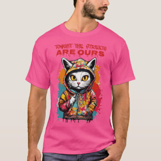 Camiseta gato grafitti en hoodie