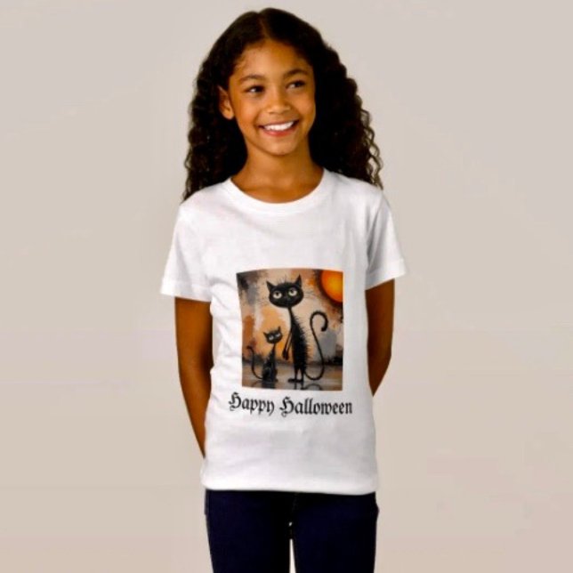 Camiseta Gato Grande Gato Pequeño Halloween  (Comfy tri-blend women’s tee feminine fit, scoop neck, short sleeves, relaxed )