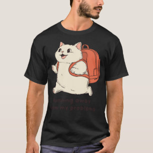 Camiseta Gato Grasa Cortado Corriendo Con Mochila - Corrien