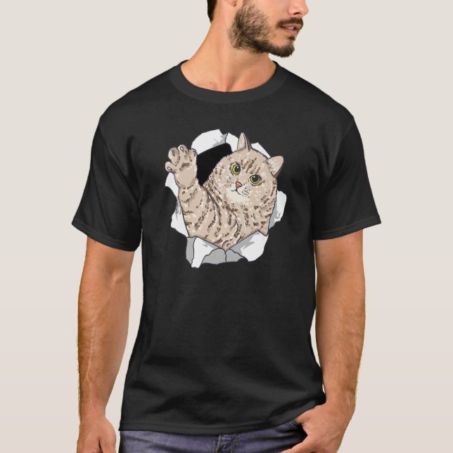 Camiseta Gato graso saliendo arrancado (Anverso)