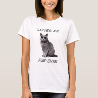 Camiseta Gato Gris Birmano Gafas de sol de forma cardíaca