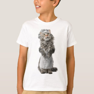 Camiseta Gato Gris Chef con Delantal Niños