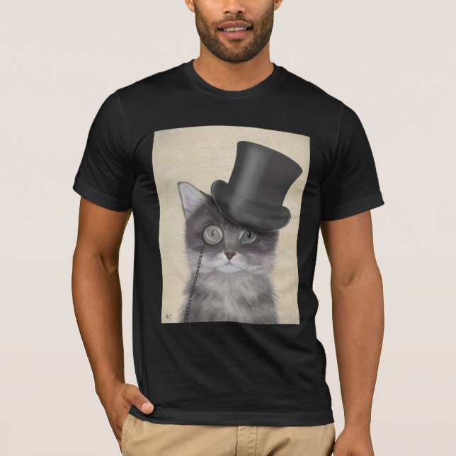 Camiseta Gato gris con sombrero superior (Anverso)