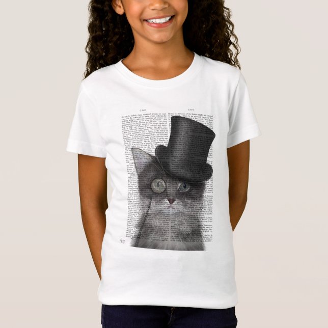 Camiseta Gato gris con sombrero superior (Anverso)