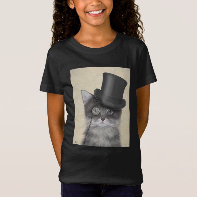 Camiseta Gato gris con sombrero superior (Anverso)