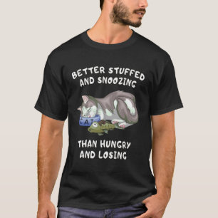 Camiseta Gato Gris Divertido Durmiendo Después de una Gran
