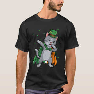Camiseta Gato Gris Haciento Dabbing Día de San Patricio Gat