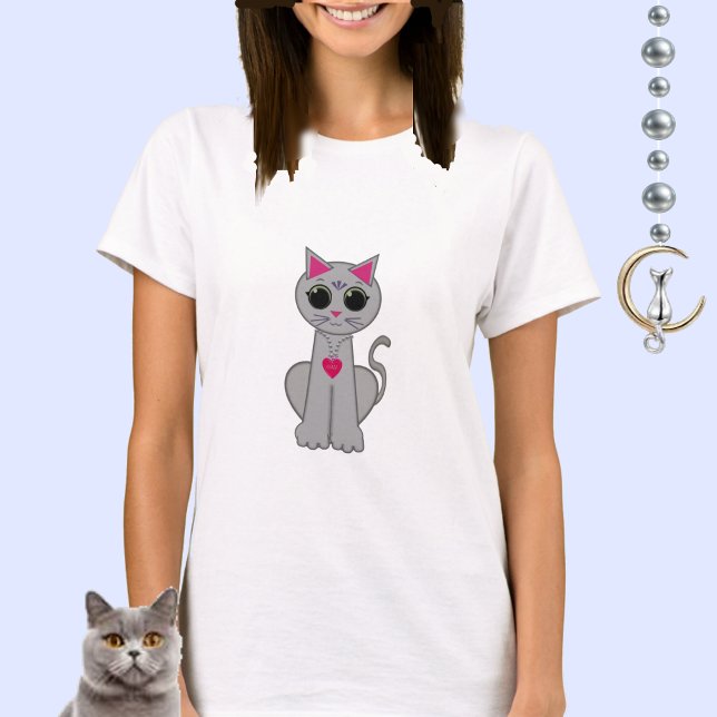 Camiseta Gato gris lindo (Subido por el creador)