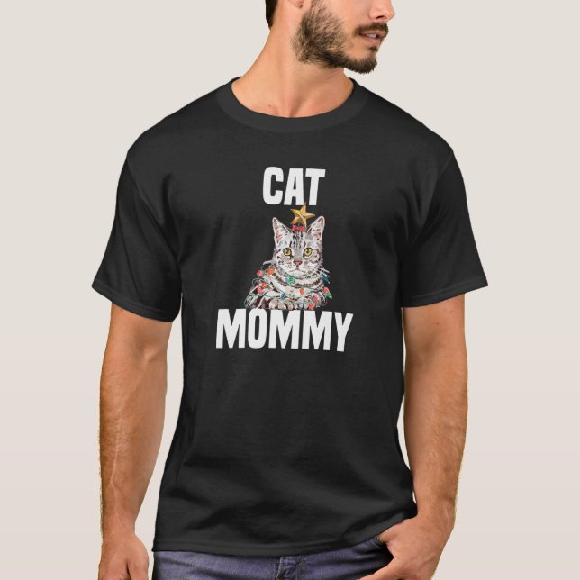 Camiseta Gato gris lindo con luces de hadas Crazy Cat Mom (Anverso)