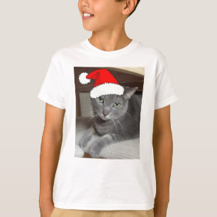 Camiseta Gato gris ruso azul de Navidad