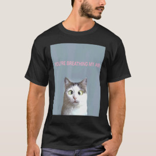 Camiseta Gato Gris Sarcástico Y Blanco Con Ojos Cruzados De