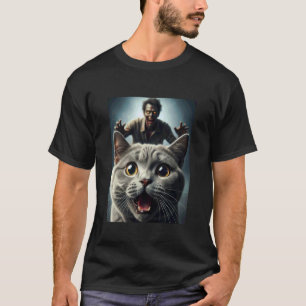 Camiseta Gato Gris Selfie con Dueño de Mascota Divertido Zo