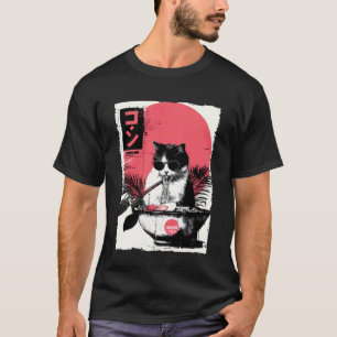 Camiseta Gato Groovy Ramen Japonés Retro 80s 70s Anime Cool