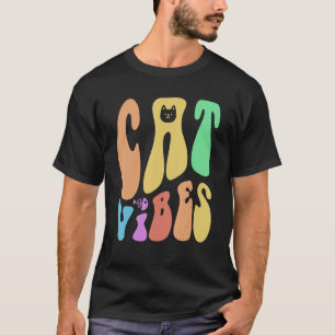 Camiseta GATO Groovy VIBES Paws Dad Humor Mascota Love Retr