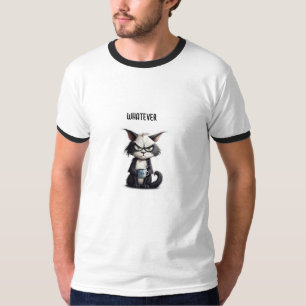 Camiseta Gato gruñón con taza de café