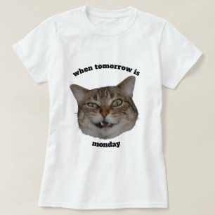 Camiseta Gato Gruñón Divertido Personalizado Cuando Mañana 