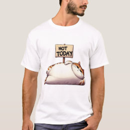 Camiseta Gato Gruñón Gordo con Letrero No Hoy