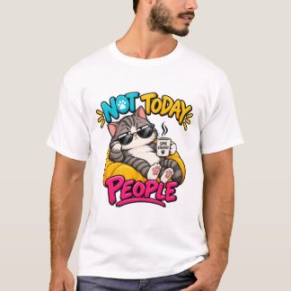 Camiseta Gato Gruñón No Hoy Gente Gato Antisocial Divertid