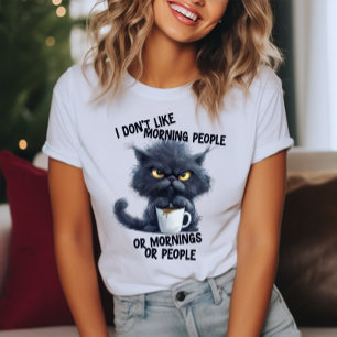 Camiseta Gato Gruñón No Me Gustan Las Personas Mañaneras