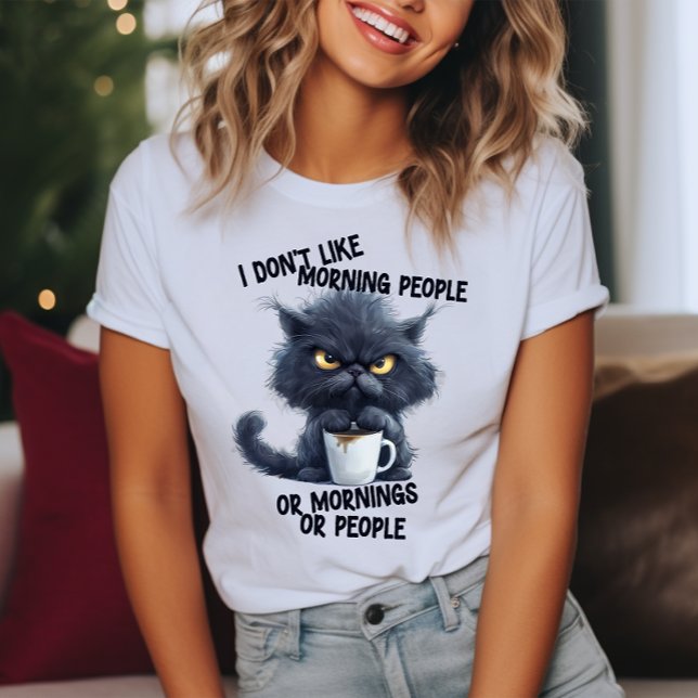Camiseta Gato Gruñón No Me Gustan Las Personas Mañaneras (Subido por el creador)
