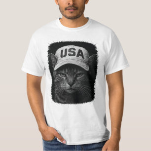 Camiseta Gato Gruñón Patriótico – Sombrero de EE. UU. Negro