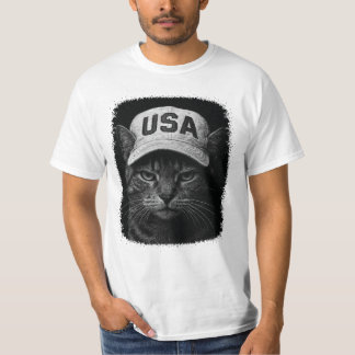 Camiseta Gato Gruñón Patriótico – Sombrero de EE. UU. Negro