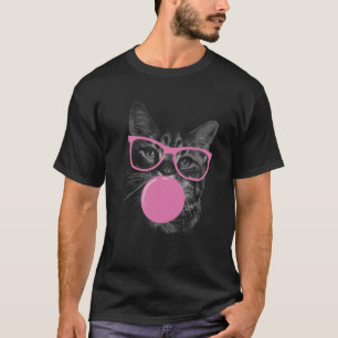 Camiseta Gato Guay con gafas rosas y goma de burbuja