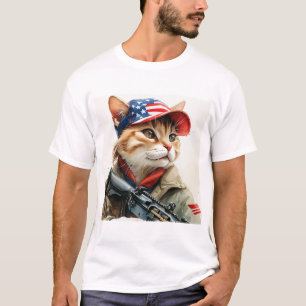Camiseta Gato Guay MAGA con arma y camuflaje AMERICA