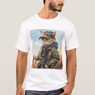 Camiseta Gato Guay MAGA con arma y camuflaje AMERICA