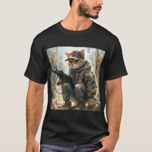 Camiseta Gato Guay MAGA con arma y camuflaje AMERICA