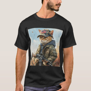 Camiseta Gato Guay MAGA con arma y camuflaje AMERICA