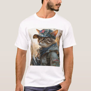 Camiseta Gato Guay MAGA con arma y camuflaje AMERICA