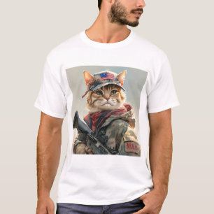 Camiseta Gato Guay MAGA con arma y camuflaje AMERICA